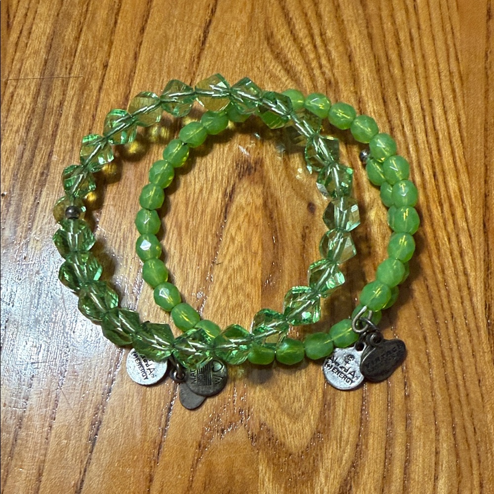 Alex and Ani Green Beaded Bracelet Set